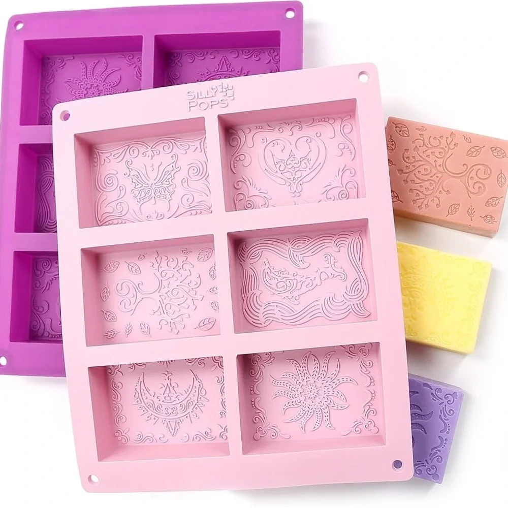 Silly Pops 2 Purple And Pink Rectangle Silicone Soap Molds